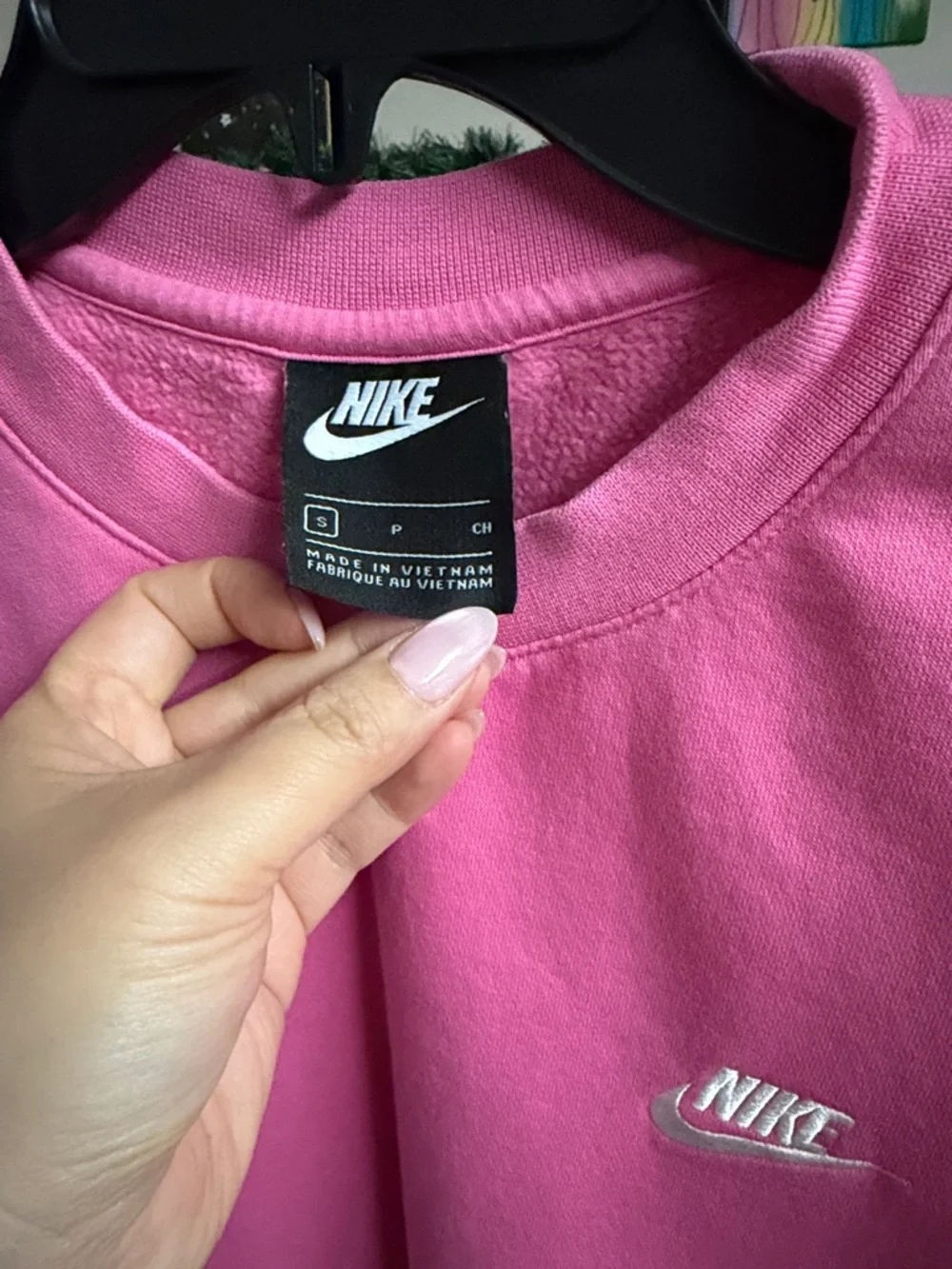 Nike Hot Pink Crewneck Sweatshirt with White Swoosh - Picture 2 of 4